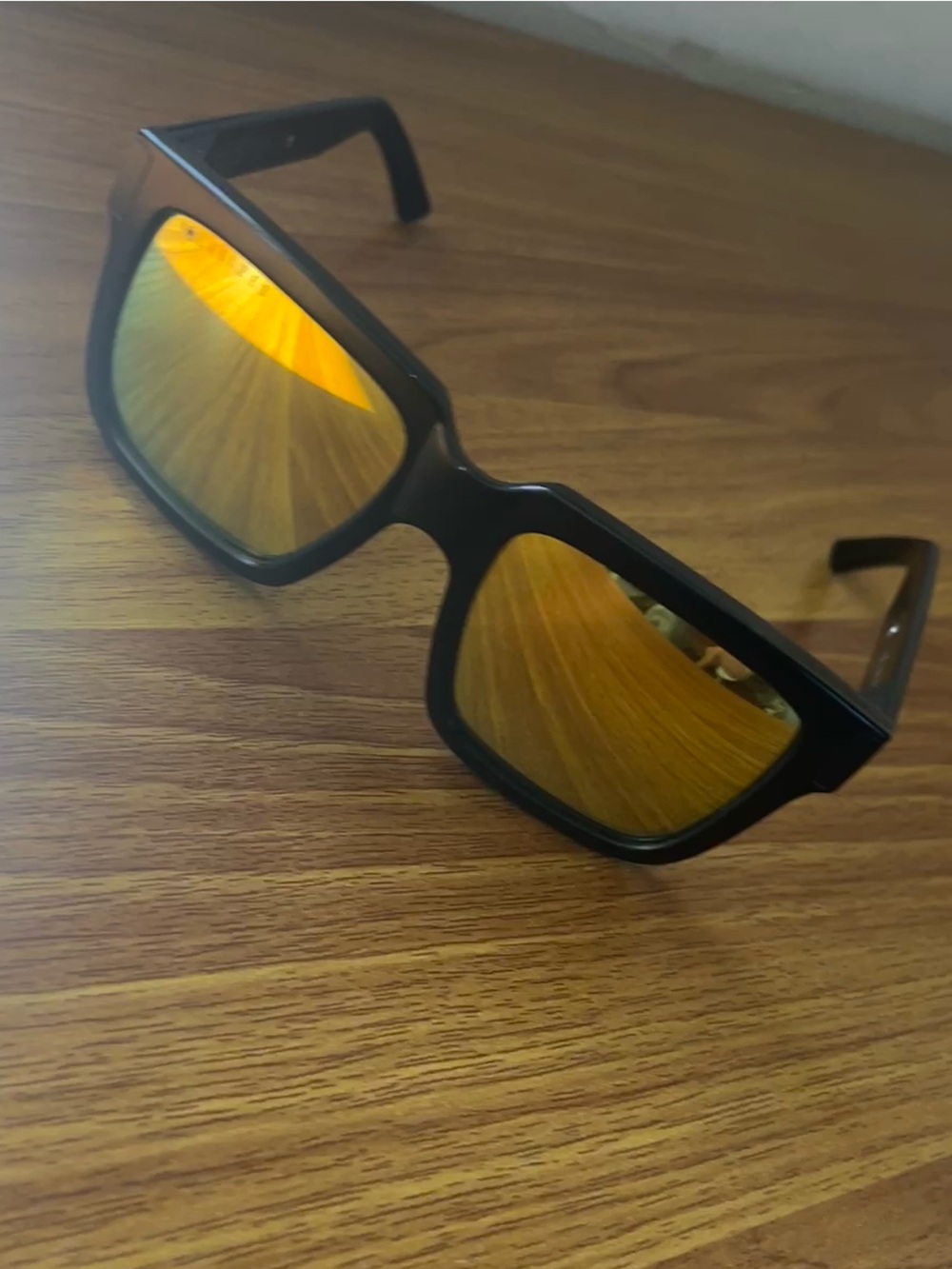 Heatwave Black Frame Sunglasses with Gold Mirrored Lenses
